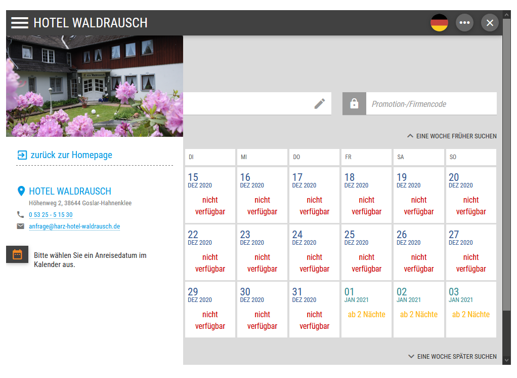 Online buchen Hotel Waldrausch 